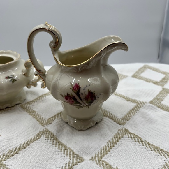 SELB Germany Pompadour Moss Rose creamer and sugar bowl - Picture 12 of 16